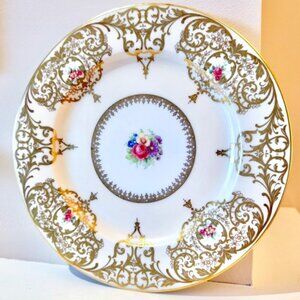 Vintage Royal Bayreuth Floral and Gold Serving Plate